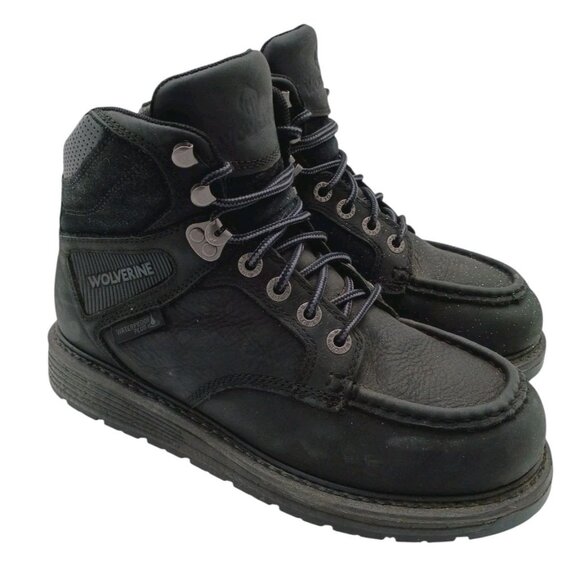 Wolverine Mens Hellcat Black Leather Work & Safety Boots Size 7.5 Med Wedge Sole - Picture 1 of 8
